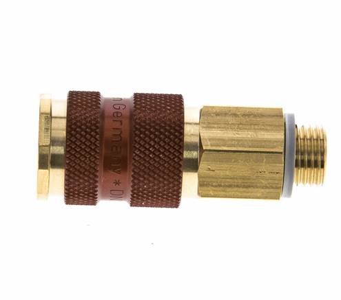 Messing DN 7.2 (Euro) Braun-kodierte Luftkupplung Muffe G 1/4 Zoll Außengewinde