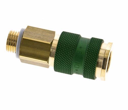 Brass DN 7.2 (Euro) Green-Coded Air Coupling Socket G 1/4 inch Male