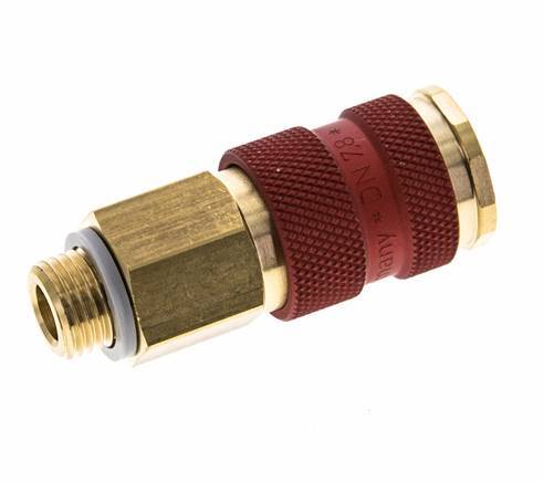 Brass DN 7.2 (Euro) Red-Coded Air Coupling Socket G 1/4 inch Male