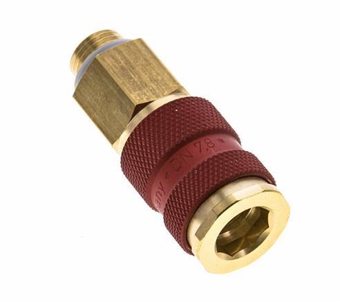 Brass DN 7.2 (Euro) Red-Coded Air Coupling Socket G 1/4 inch Male