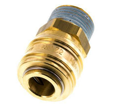 Brass DN 7.2 (Euro) Air Coupling Socket G 1/2 inch Male Double Shut-Off
