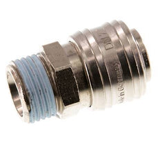 Messing vernickelt DN 7,2 (Euro) Luftkupplung Muffe G 1/2 Zoll Außengewinde Doppelabsperrung