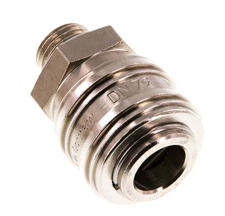 Messing vernickelt DN 7,2 (Euro) Luftkupplung Muffe G 1/4 Zoll Außengewinde