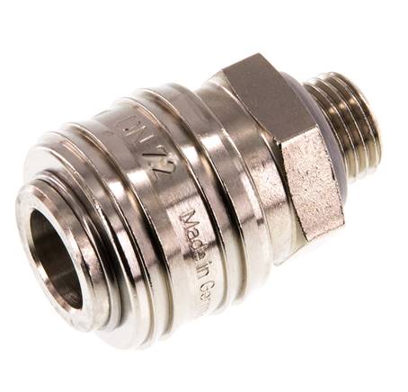 Messing vernickelt DN 7,2 (Euro) Luftkupplung Muffe G 1/4 Zoll Außengewinde