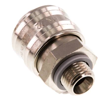 Messing vernickelt DN 7,2 (Euro) Luftkupplung Muffe G 1/4 Zoll Außengewinde