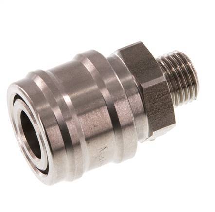 Edelstahl DN 7,2 (Euro) Luftkupplung Muffe G 1/4 Zoll Außengewinde Doppelabsperrung