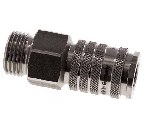 Edelstahl DN 7,8 Luftkupplung Muffe G 1/2 Zoll Außengewinde Doppelabsperrung