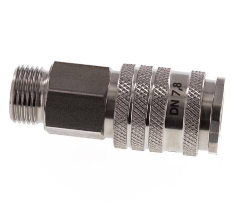 Edelstahl DN 7.8 Luftkupplung Muffe G 3/8 Zoll Außengewinde Doppelabsperrung