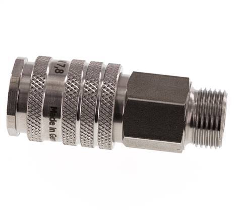 Edelstahl DN 7.8 Luftkupplung Muffe G 3/8 Zoll Außengewinde Doppelabsperrung