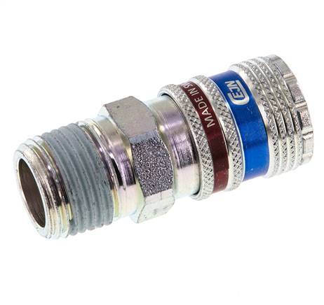 Stahl/Messing DN 7,6 (7,2 Euro) Sicherheitsluftkupplung Muffe R 1/2 Zoll Außengewinde