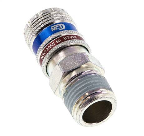 Stahl/Messing DN 7,6 (7,2 Euro) Sicherheitsluftkupplung Muffe R 1/2 Zoll Außengewinde