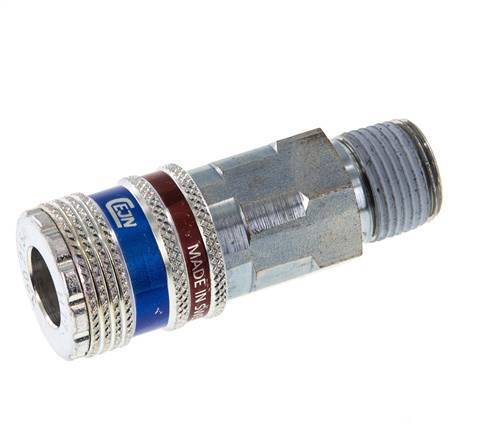 Stahl/Messing DN 7,6 (7,2 Euro) Sicherheitsluftkupplung Muffe R 3/8 Zoll Außengewinde