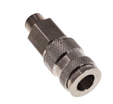 Edelstahl 316L DN 7.8 Luftkupplung Muffe G 1/4 Zoll Außengewinde Doppelabsperrung