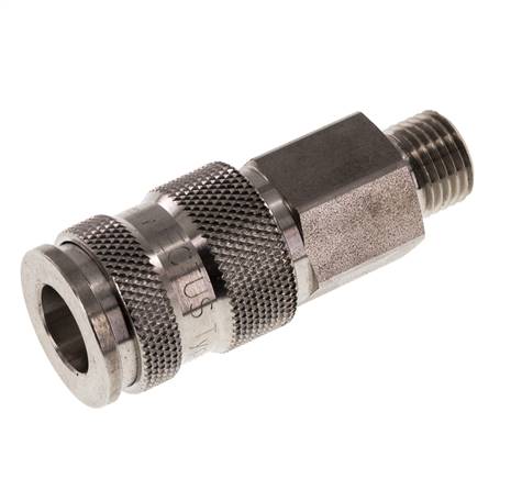 Edelstahl 316L DN 7.8 Luftkupplung Muffe G 1/4 Zoll Außengewinde Doppelabsperrung