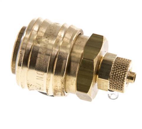 Messing DN 7,2 (Euro) Luftkupplungsmuffe 4x6 mm Überwurfmutter