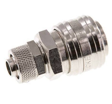 Messing vernickelt DN 7,2 (Euro) Luftkupplungsmuffe 9x12 mm Überwurfmutter