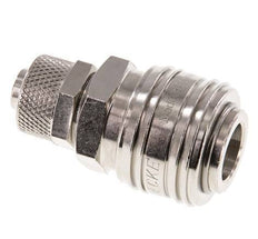 Messing vernickelt DN 7,2 (Euro) Luftkupplungsmuffe 9x12 mm Überwurfmutter