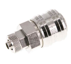 Messing vernickelt DN 7,2 (Euro) Luftkupplungsmuffe 6x8 mm Überwurfmutter Doppelabsperrung