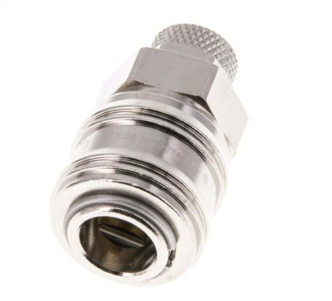 Messing vernickelt DN 7,2 (Euro) Luftkupplungsmuffe 6x8 mm Überwurfmutter Doppelabsperrung