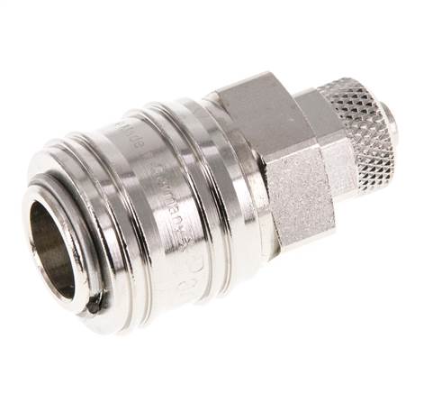 Messing vernickelt DN 7,2 (Euro) Luftkupplungsmuffe 6x8 mm Überwurfmutter Doppelabsperrung