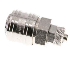 Messing vernickelt DN 7,2 (Euro) Luftkupplungsmuffe 6x8 mm Überwurfmutter Doppelabsperrung