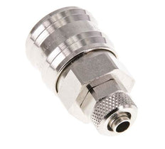 Messing vernickelt DN 7,2 (Euro) Luftkupplungsmuffe 6x8 mm Überwurfmutter Doppelabsperrung