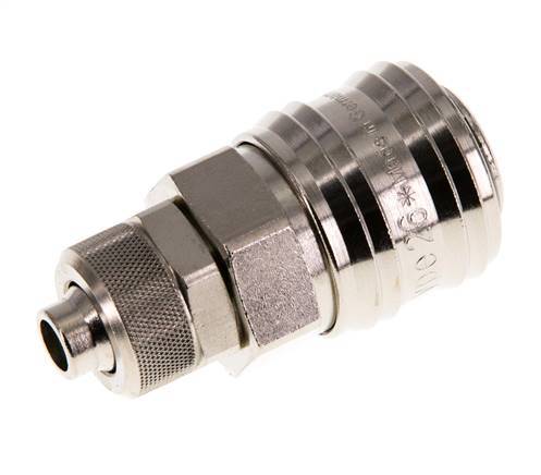 Messing vernickelt DN 7,2 (Euro) Luftkupplungsmuffe 8x10 mm Überwurfmutter Doppelabsperrung