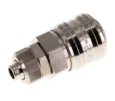 Messing vernickelt DN 7,2 (Euro) Luftkupplungsmuffe 8x10 mm Überwurfmutter Doppelabsperrung