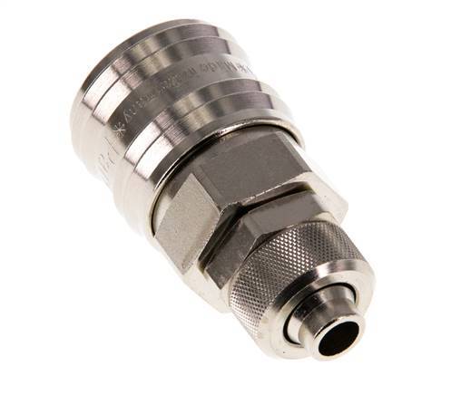 Messing vernickelt DN 7,2 (Euro) Luftkupplungsmuffe 8x10 mm Überwurfmutter Doppelabsperrung
