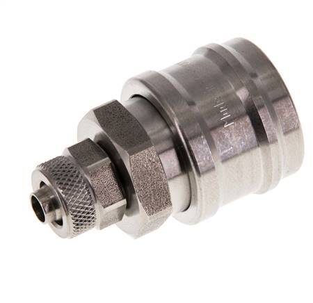 Edelstahl DN 7,2 (Euro) Luftkupplung Muffe 6x8 mm Überwurfmutter Doppelabsperrung