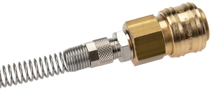 Messing DN 7,2 (Euro) Luftkupplungsmuffe 8x10 mm Überwurfmutter Biegeschutz