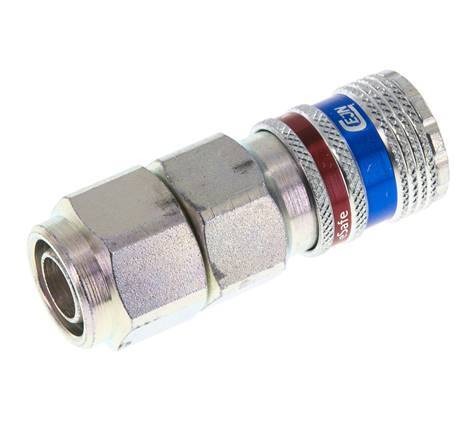 Steel/brass DN 7.6 (7.2 Euro) Safety Air Coupling Socket 11x16 mm (streamline) Union Nut
