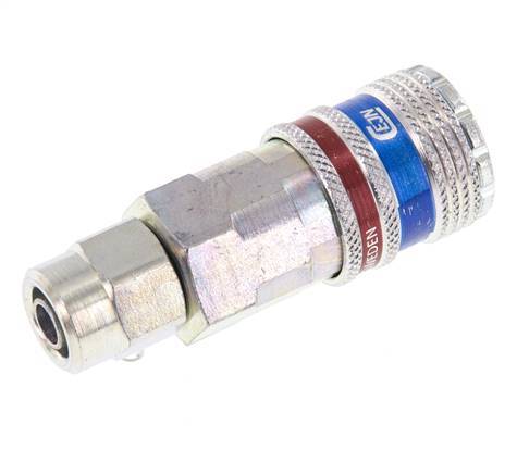 Stahl/Messing DN 7,6 (7,2 Euro) Sicherheitsluftkupplung Muffe 6,5x10 mm (streamline) Überwurfmutter