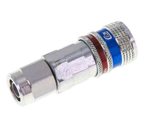 Stahl/Messing DN 7,6 (7,2 Euro) Sicherheitsluftkupplung Muffe 8x12 mm (streamline) Überwurfmutter