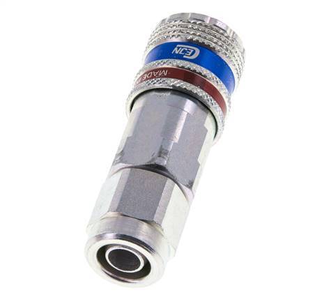 Stahl/Messing DN 7,6 (7,2 Euro) Sicherheitsluftkupplung Muffe 8x12 mm (streamline) Überwurfmutter