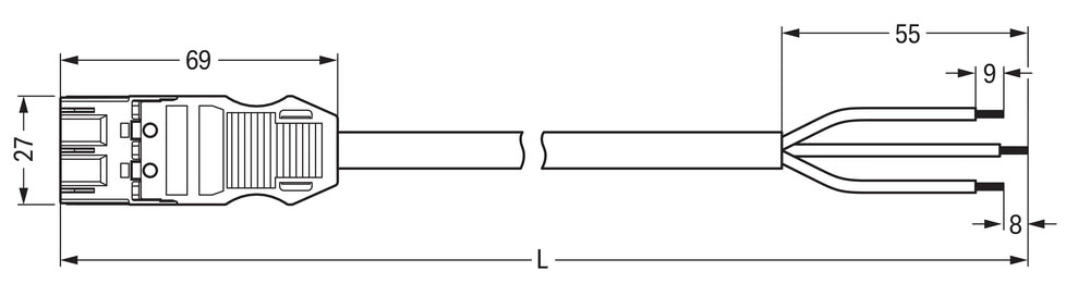 Pre-Assembled 3-Pole Connection Cable With Open End - 771-9393/266-201