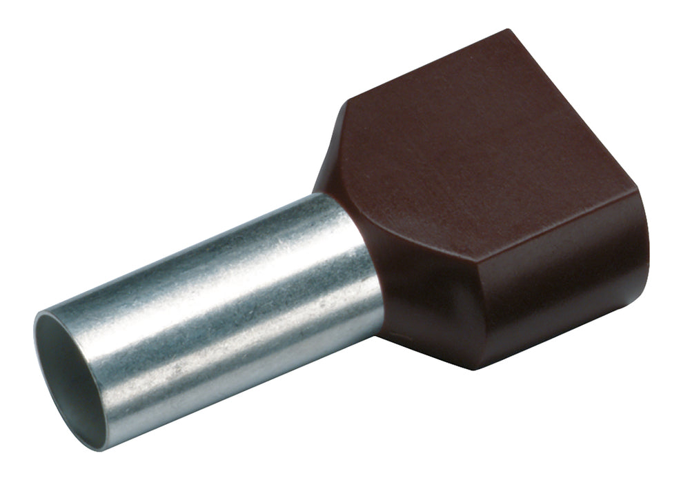 Zwillingsdraht-Endhülsen 2x1.5mm2 Schwarz Isoliert - 182412 [100 Stück]