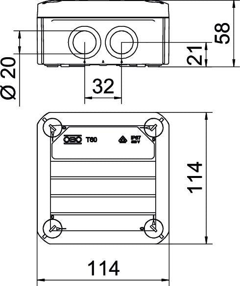 OBO T-Box Aufputzdose Wand/Decke - 2007910 [5 Stück]