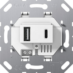 Gira USB Power Supply 2-Port Type A/C Wall Socket White - 234900