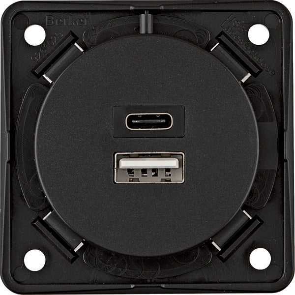 USB-A+C 3A/230V Charging Socket Outlet 2 Gang Screw Terminal - 926202505