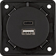 USB-A+C 3A/230V Charging Socket Outlet 2 Gang Screw Terminal - 926202505