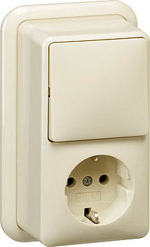 Gira Kombi-Schalter Wandsteckdose mit Montageplatte Creme - 017610