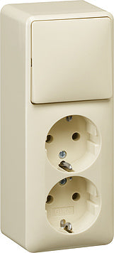 Gira Kombi-Schalter 2X Steckdose Wandmontage Cremeweiß - 018612