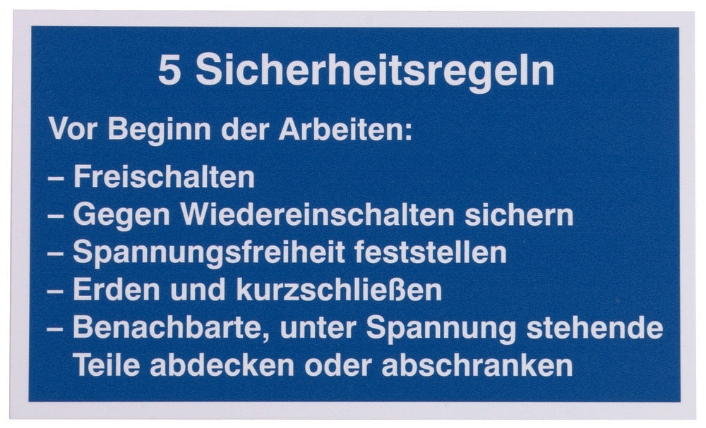 Dehn Schild 5 Sicherheitsregeln Deutsche Sprache Kunststoff - 700057
