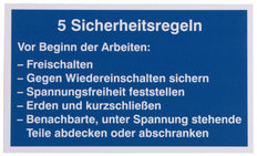 Dehn Schild 5 Sicherheitsregeln Deutsche Sprache Kunststoff - 700057