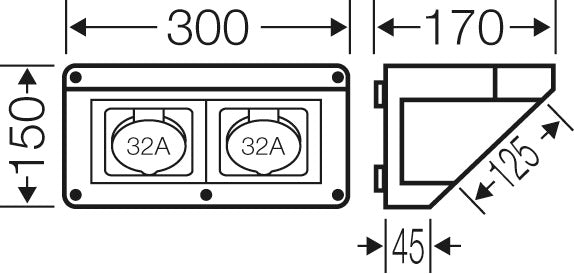 Hensel MI CB 13 IP44 Connection Box 2x32A 5P 400V 300mm - Mi CB 13