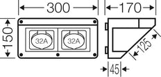 Hensel MI CB 13 IP44 Connection Box 2x32A 5P 400V 300mm - Mi CB 13