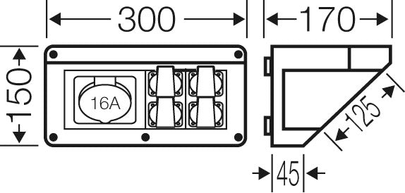 Hensel MI Connection Box 1x16A 5P 400V CEE 4x16A 2P 230V Schuko - MI CB 16