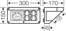 Hensel MI CB 17 Connection Box 1x32A 5P 400V 4x16A 2P IP44 - Mi CB 17