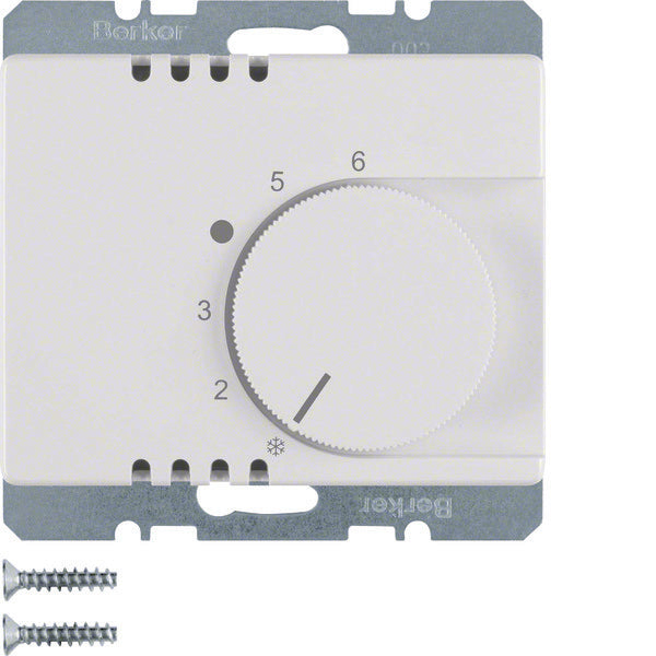 Hager Berker Thermostat With Change Over Contact Polar White Glossy - 20260069